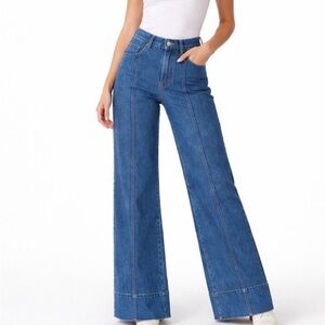 OAT New York High Rise Wide Leg Jeans Size 6 / 28 Inseam 30"